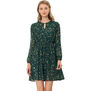 image:imageAllegra K Womens Choker V Neck Gilding Metallic Star Halloween Party Flared ALine DressGreenfloral