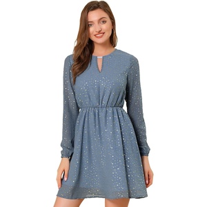 image:imageAllegra K Womens Choker V Neck Gilding Metallic Star Halloween Party Flared ALine DressGrey Blue