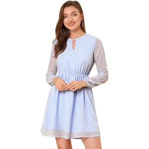 image:imageAllegra K Womens Choker V Neck Gilding Metallic Star Halloween Party Flared ALine DressLight Blue