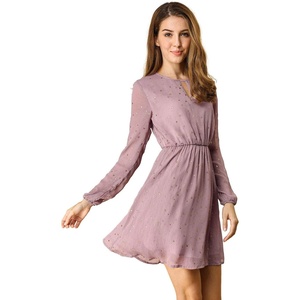 image:imageAllegra K Womens Choker V Neck Gilding Metallic Star Halloween Party Flared ALine DressLight Purple