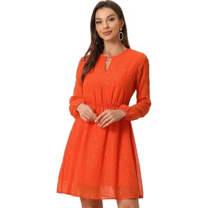 image:imageAllegra K Womens Choker V Neck Gilding Metallic Star Halloween Party Flared ALine DressOrange