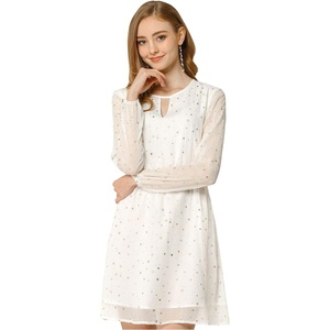 image:imageAllegra K Womens Choker V Neck Gilding Metallic Star Halloween Party Flared ALine DressWhite