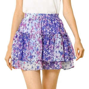 image:imageAllegra K Womens Floral Skirt Tiered Ruffle Print Chiffon ALine Cute Summer Flowy Mini SkirtsPurple
