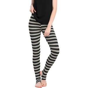image:imageAllegra K Womens Leggings Striped Tights High Waist Elastic Waistband Party Yoga Stirrup PantsBlack Greystripe
