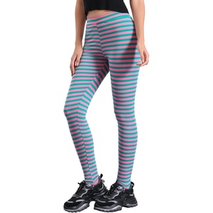 image:imageAllegra K Womens Leggings Striped Tights High Waist Elastic Waistband Party Yoga Stirrup PantsGreen Pinkstripe
