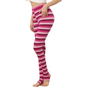 image:imageAllegra K Womens Leggings Striped Tights High Waist Elastic Waistband Party Yoga Stirrup PantsHot Pinkstripe