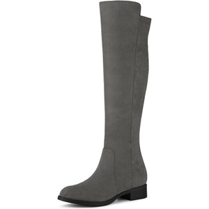 image:imageAllegra K Womens Side Zipper Chunky Heels Knee High BootsGrey