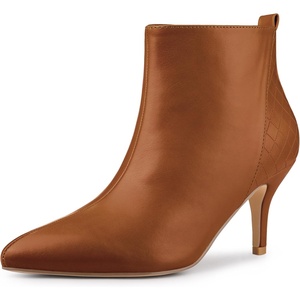 image:imageAllegra K Womens Stiletto Heels Pointed Toe Ankle Boots  Wide Calf Side Zipper Heel 3 17 Inches Party Halloween days Christmas Days Dating EveningBrown