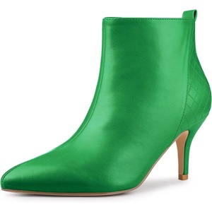 image:imageAllegra K Womens Stiletto Heels Pointed Toe Ankle Boots  Wide Calf Side Zipper Heel 3 17 Inches Party Halloween days Christmas Days Dating EveningGreen