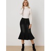 image:imageAllegra K Denim Skirt for Womens Washed High Waisted Fishtail Midi Jean SkirtsBlack