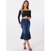 image:imageAllegra K Denim Skirt for Womens Washed High Waisted Fishtail Midi Jean SkirtsBlack Blue