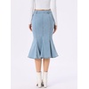 image:imageAllegra K Denim Skirt for Womens Washed High Waisted Fishtail Midi Jean SkirtsLight Blue