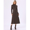image:imageAllegra K Fall Ribbed Knit Dresses for Women Mock Neck Casual Long Sleeve Maxi DressCoffee