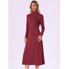 image:imageAllegra K Fall Ribbed Knit Dresses for Women Mock Neck Casual Long Sleeve Maxi DressWine Red