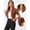image:imageAllegra K Short Sleeve Blazers for Womens Business Casual Open Front Work Cropped Shrug JacketBrown
