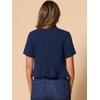 image:imageAllegra K Short Sleeve Blazers for Womens Business Casual Open Front Work Cropped Shrug JacketDark Blue