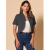 image:imageAllegra K Short Sleeve Blazers for Womens Business Casual Open Front Work Cropped Shrug JacketDark Grey