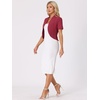 image:imageAllegra K Short Sleeve Blazers for Womens Business Casual Open Front Work Cropped Shrug JacketWine Red
