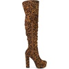 image:imageAllegra K Womens Chunky Heel Platform Thigh High Boots  Round Toe Wide Calf Side Zipper Heel 5 18 Inches Party Halloween days Christmas Days Dating EveningLeopard