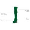 image:imageAllegra K Womens Chunky Heel Platform Thigh High Boots  Round Toe Wide Calf Side Zipper Heel 5 18 Inches Party Halloween days Christmas Days Dating EveningGreen