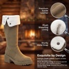 image:imageAllegra K Womens Fold Down Chunky Heel Side Zipper Over Knee BootsKhakifleece