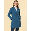 image:imageAllegra K Womens Notched Lapel Peacoat Double Breasted Trench Winter Coat  Raglan Long Sleeve Outerwear Elegant Overcoat Pockets Fully lined Work Office Business CasualDark Blue Grey