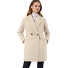 image:imageAllegra K Womens Notched Lapel Peacoat Double Breasted Trench Winter Coat  Raglan Long Sleeve Outerwear Elegant Overcoat Pockets Fully lined Work Office Business CasualCream White