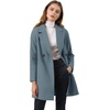 image:imageAllegra K Womens Notched Lapel Peacoat Double Breasted Trench Winter Coat  Raglan Long Sleeve Outerwear Elegant Overcoat Pockets Fully lined Work Office Business CasualDusty Blue