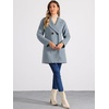 image:imageAllegra K Womens Notched Lapel Peacoat Double Breasted Trench Winter Coat  Raglan Long Sleeve Outerwear Elegant Overcoat Pockets Fully lined Work Office Business CasualGrey Blue