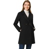 image:imageAllegra K Womens Notched Lapel Peacoat Double Breasted Trench Winter Coat  Raglan Long Sleeve Outerwear Elegant Overcoat Pockets Fully lined Work Office Business CasualBlack