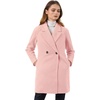 image:imageAllegra K Womens Notched Lapel Peacoat Double Breasted Trench Winter Coat  Raglan Long Sleeve Outerwear Elegant Overcoat Pockets Fully lined Work Office Business CasualLight Pink