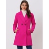 image:imageAllegra K Womens Notched Lapel Peacoat Double Breasted Trench Winter Coat  Raglan Long Sleeve Outerwear Elegant Overcoat Pockets Fully lined Work Office Business CasualHot Pink