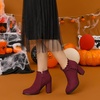 image:imageAllegra K Womens Ruffle Ankle Boots Block Heel  Chunky Heel Round Toe Side Zipper Heel 3 59 Inches Party Halloween days Christmas Days Dating EveningBurgundy