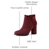 image:imageAllegra K Womens Ruffle Ankle Boots Block Heel  Chunky Heel Round Toe Side Zipper Heel 3 59 Inches Party Halloween days Christmas Days Dating EveningBurgundy