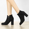 image:imageAllegra K Womens Ruffle Ankle Boots Block Heel  Chunky Heel Round Toe Side Zipper Heel 3 59 Inches Party Halloween days Christmas Days Dating EveningBlack