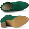 image:imageAllegra K Womens Ruffle Ankle Boots Block Heel  Chunky Heel Round Toe Side Zipper Heel 3 59 Inches Party Halloween days Christmas Days Dating EveningDark Green