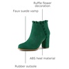 image:imageAllegra K Womens Ruffle Ankle Boots Block Heel  Chunky Heel Round Toe Side Zipper Heel 3 59 Inches Party Halloween days Christmas Days Dating EveningDark Green