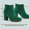 image:imageAllegra K Womens Ruffle Ankle Boots Block Heel  Chunky Heel Round Toe Side Zipper Heel 3 59 Inches Party Halloween days Christmas Days Dating EveningDark Green