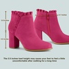 image:imageAllegra K Womens Ruffle Ankle Boots Block Heel  Chunky Heel Round Toe Side Zipper Heel 3 59 Inches Party Halloween days Christmas Days Dating EveningHot Pink