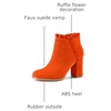 image:imageAllegra K Womens Ruffle Ankle Boots Block Heel  Chunky Heel Round Toe Side Zipper Heel 3 59 Inches Party Halloween days Christmas Days Dating EveningOrange
