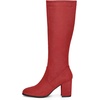 image:imageAllegra K Womens Side Zipper Chunky Heel Knee High Boots  3 17 inches Heel Boot with Side Zip Faux Suede Round Toe Comfort Fall Winter Knee Boots Casual OfficeRed