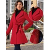 image:imageAllegra K Womens Winter Pea Coats Shawl Lapel Double Breasted Overcoat  Elegant Warm Outfit Long Sleeve Business Work Office Outerwear Aline Trench Coat DailyDark Red