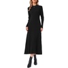 image:imageAllegra K Pleated Sweater Dress for Womens Mock Neck Long Sleeve Casual Fall Winter Ribbed Knit ALine Midi DressBlack