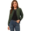 image:imageAllegra K Womens Bomber Jacket Zip Up Windbreaker Casual Lightweight Coats with PocketsDark Green