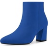 image:imageAllegra K Womens Chunky Heels Pointy Toe Ankle Boots  Block Heels Side Zip Heel 3 Inches Party Halloween days Christmas Days Dating EveningRoyal Blue