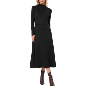 image:imageAllegra K Fall Ribbed Knit Dresses for Women Mock Neck Casual Long Sleeve Maxi DressBlack