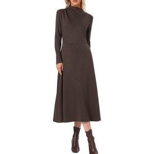 image:imageAllegra K Fall Ribbed Knit Dresses for Women Mock Neck Casual Long Sleeve Maxi DressCoffee