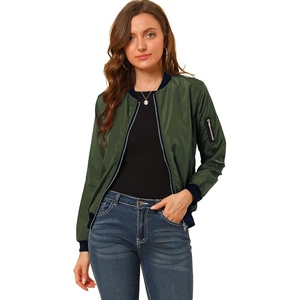 image:imageAllegra K Womens Bomber Jacket Zip Up Windbreaker Casual Lightweight Coats with PocketsDark Green