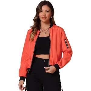 image:imageAllegra K Womens Bomber Jacket Zip Up Windbreaker Casual Lightweight Coats with PocketsOrange