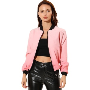 image:imageAllegra K Womens Bomber Jacket Zip Up Windbreaker Casual Lightweight Coats with PocketsPink
